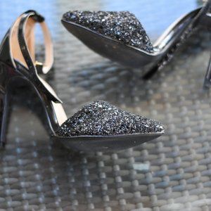 LF Black Glittery Carrie 4 Inch Heels Size 6